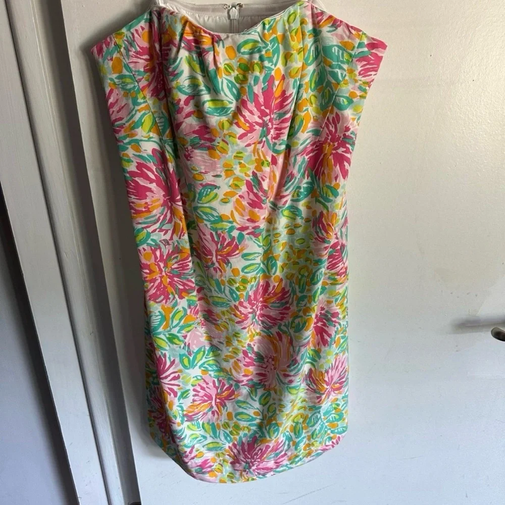 Lilly Pulitzer Strapless Floral Shift Dress in Pink, Green & Yellow - Picture 2 of 5